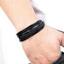 Pulseira Masculina Dupla em Couro